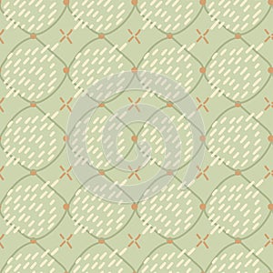 Vector seamless pattern with geometric elements on pastel green background