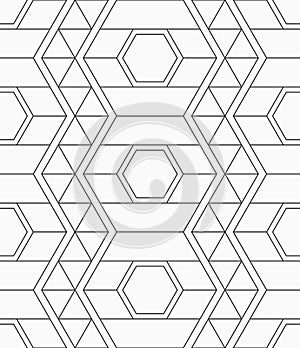 Vector seamless pattern. Geometric linear pattern. Hexagons and triangles pattern