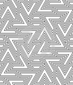 Vector seamless pattern. Geometric shapes outline pattern. Polygonal trellis on the base of triangular grid.