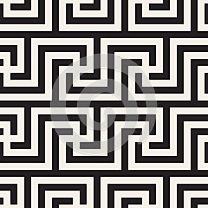 Vector seamless pattern. Geometric striped ornament. Monochrome spiral lines lattice.