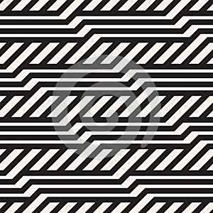 Vector seamless pattern. Geometric striped zigzag ornament. Simple slanted lines background.