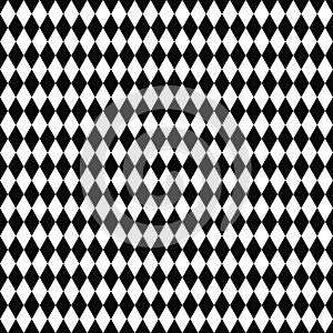 Vector seamless pattern. Geometric texture. Black-and-white background. Monochrome diamond-shaped design.