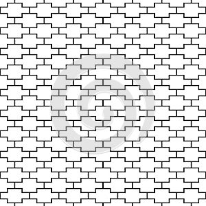 Vector seamless pattern. Geometric texture. Black-and-white background. Monochrome line square design.