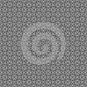 Vector seamless pattern. Geometric texture. Black-and-white background. Monochrome squares and cross shapes design.