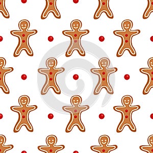 Vector seamless pattern with gingerbread men.