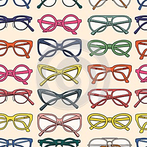 Vector seamless pattern with glasses and sunglasses