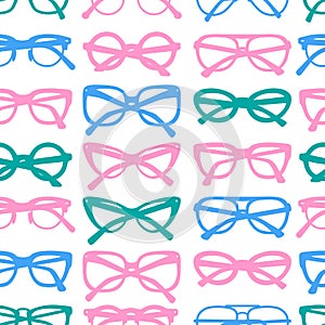 Vector seamless pattern with glasses and sunglasses