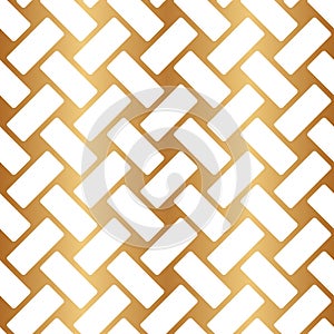Vector seamless pattern. Gold basketweave. Repeated pattern basket weave. Repeating golden interlace texture. Background braiding.