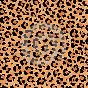 Vector seamless pattern of golden leopard skin print.