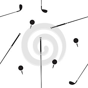 Vector seamless pattern of golf ball and stick