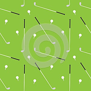 Vector seamless pattern of golf ball and stick
