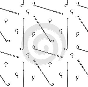 Vector seamless pattern of golf ball and stick