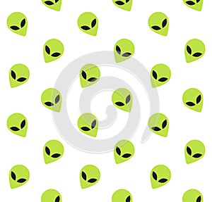 Vector seamless pattern of green alien face