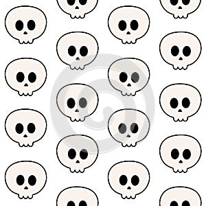 Vector seamless pattern of groovy cartoon skull