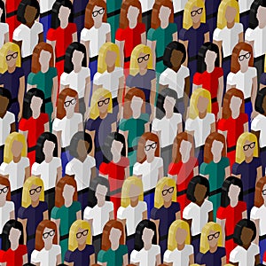 Vector seamless pattern with a group of well- dresses ladies. flat illustration of business or politics community.