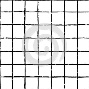 Vector seamless pattern with grunge grid on white background