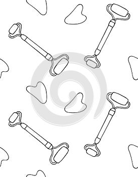 Vector seamless pattern of gua sha face roller