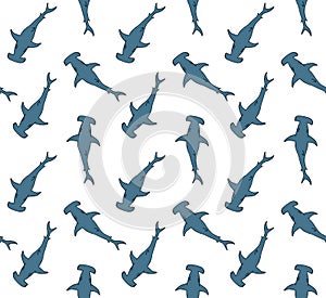 Vector seamless pattern of hammerhead shark