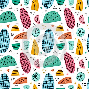 Vector seamless pattern with hand drawn abstract shapes with texture