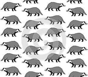 Vector seamless pattern of hand drawn badger