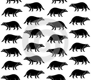 Vector seamless pattern of hand drawn black badger