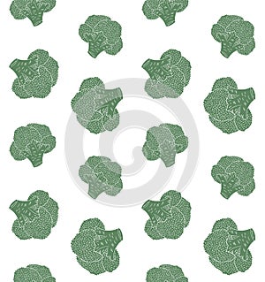 Vector seamless pattern of hand drawn broccoli