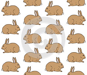 Vector seamless pattern of hand drawn bunny