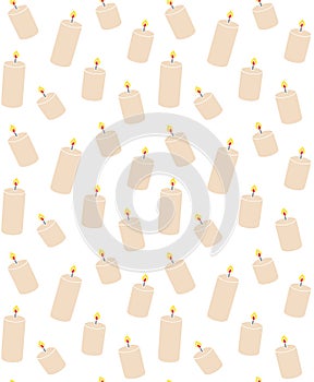 Vector seamless pattern of hand drawn candle