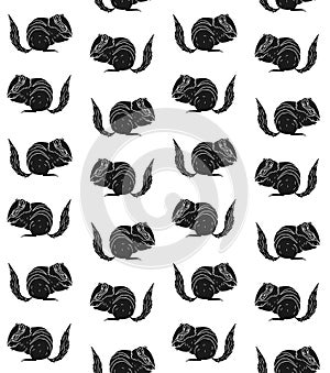 Vector seamless pattern of hand drawn chipmunk