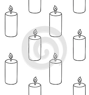 Vector seamless pattern of sketch candle