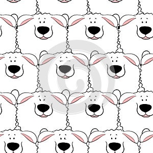 Vector seamless pattern with hand-drawn funny cute fat animals. Silhouettes of animals on a white background. Fun texture with