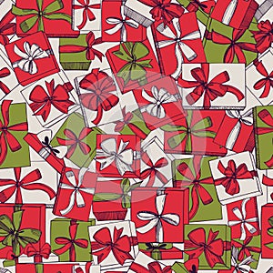 Vector seamless pattern with hand drawn gifts