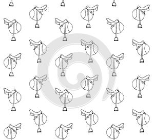 Vector seamless pattern of hand drawn horse saddle