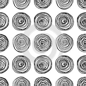 Vector seamless pattern with hand drawn ink circles, hipster style