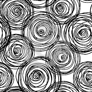 Vector seamless pattern with hand drawn ink circles, hipster style