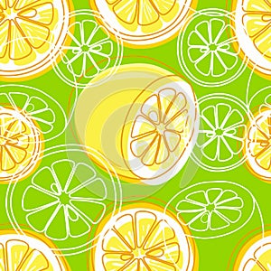 Vector seamless pattern with hand drawn lemons. Fresh citrus tropical fruit repeat pattern background, wallpaper