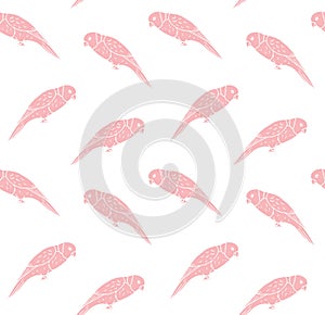 Vector seamless pattern of hand drawn lory parrot