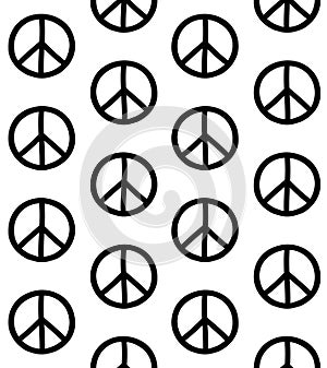 Vector seamless pattern of hand drawn peace sign