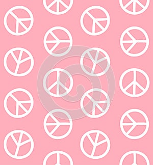 Vector seamless pattern of hand drawn peace sign