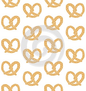 Vector seamless pattern of hand drawn pretzel