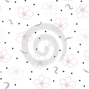 Vector seamless pattern with hand drawn sakura flowers