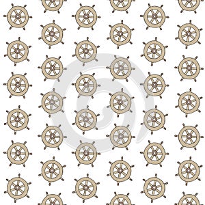 Vector seamless pattern of hand drawn ship rudder
