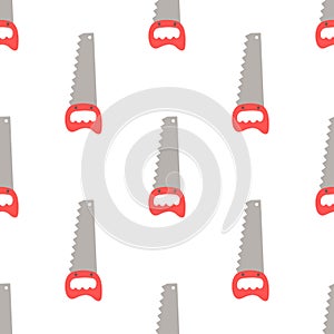 Vector seamless pattern with handsaw, hardware tools