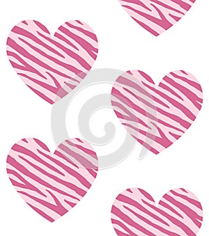 Vector seamless pattern of heart with zebra print