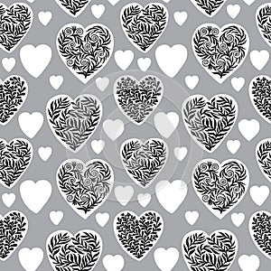 Vector seamless pattern with hearts. The best card for Valentines`s Day.