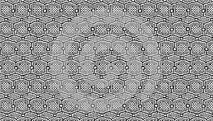 Vector seamless pattern with Hexagonal. Jacquard Mesh Lace Fabric.
