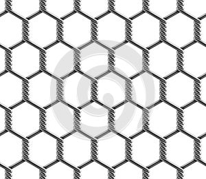 Vector seamless pattern of hexagonal reinforced large cell chain link fence