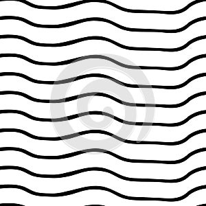 Vector seamless pattern. Horizontal irregular wavy lines black and white. Optical Illusion. Perfect for backgrounds