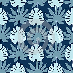Vector Monstera tropical leaves seamless pattern repeat