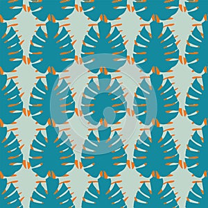 Vector Monstera tropical leaves seamless pattern repeat